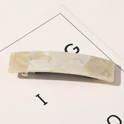 Retro Square Shape Grabbing Acetate Sheet Spring Chuck Hair Clip Beige - Shop at LoveMi