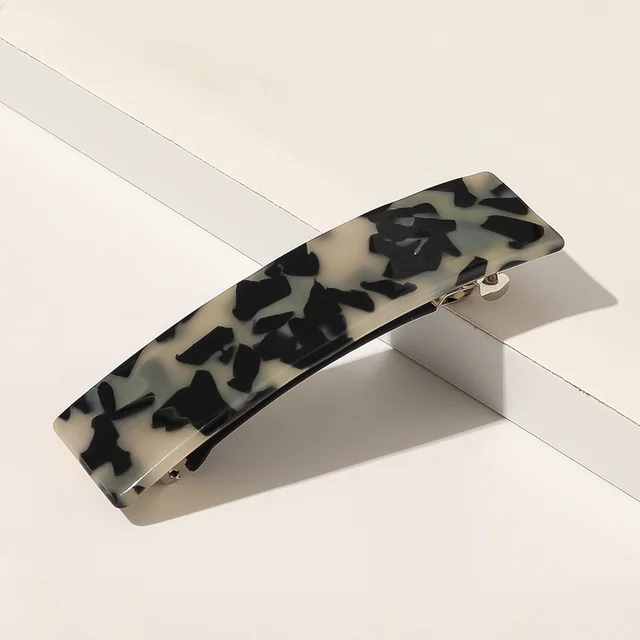 Retro Square Shape Grabbing Acetate Sheet Spring Chuck Hair Clip Leopard Light Brown - Shop at LoveMi