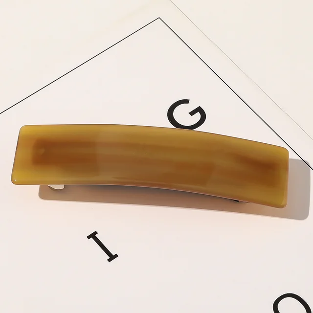 Retro Square Shape Grabbing Acetate Sheet Spring Chuck Hair Clip Striped Coffee - Shop at LoveMi