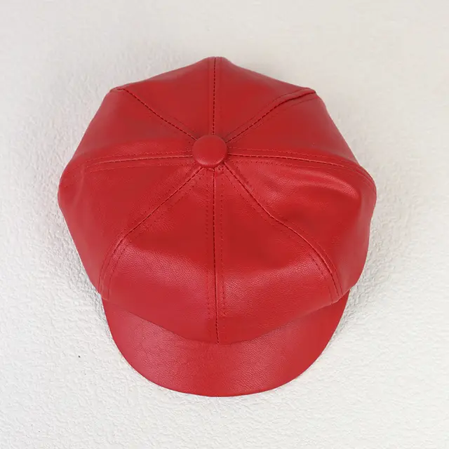 new cute ladies hat outdoor retro creative octagonal hat painter hat - Red