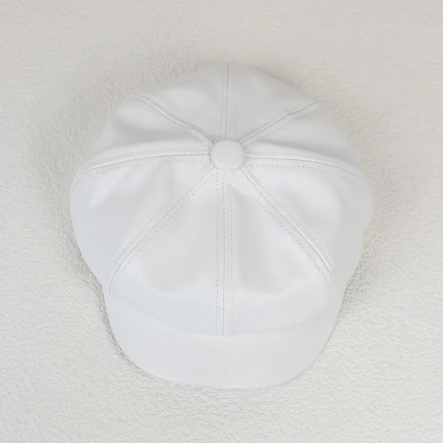 new cute ladies hat outdoor retro creative octagonal hat painter hat - White