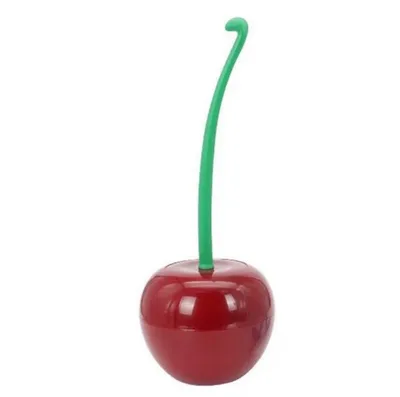 Long Handle Soft Hair Household Toilet Brush Cherry Toilet Brush Daily Necessities Creative Plastic Cleaning Brush Toilet Brush Set Red - Shop at LoveMi