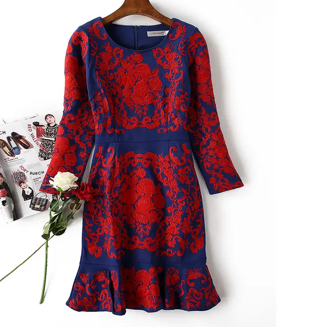 Fish tail wrap hip dress dress Blue - Shop at LoveMi