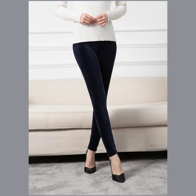 Women's Outer Wear Fleece Stretch Leggings With Small Feet Navy Blue - Shop at LoveMi
