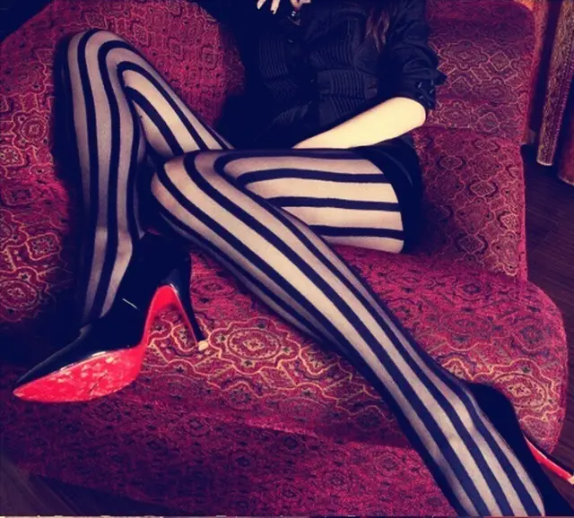 Women Tights Striped Black Female Fishnet Stockings Ouvert Femme Collant Pantyhose Mujer Lenceria Femenina 1 Style - Shop at LoveMi