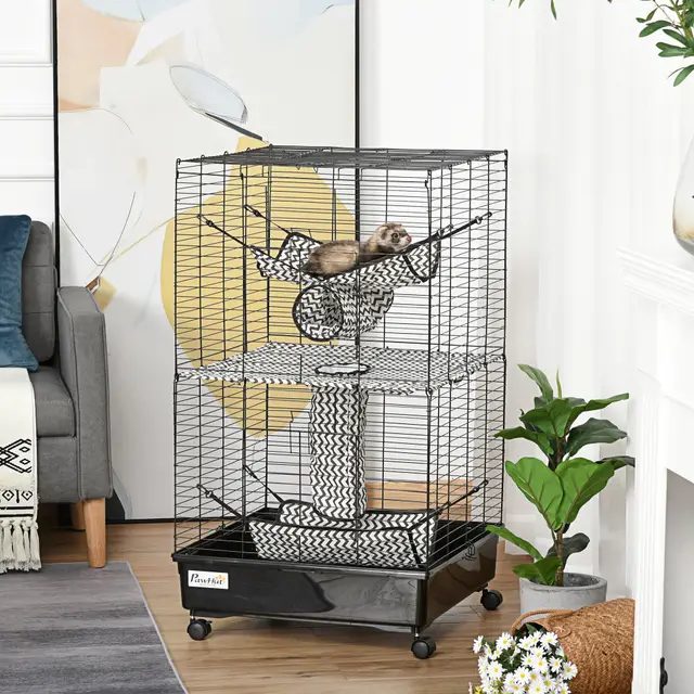 Small Animal Cage Rolling Big Ferret Cage Black 635X180X660 Mm - Shop at LoveMi