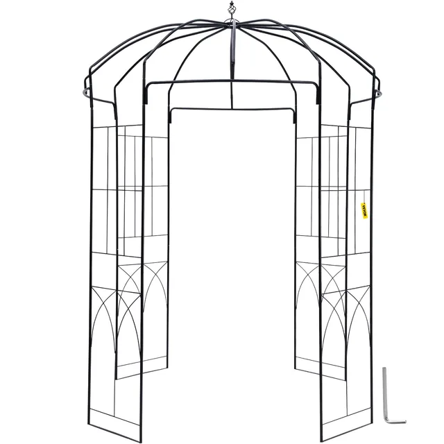 Birdcage Shape Garden Arbor, 9\' High X 6.6\' Wide, Heavy Duty Wrought Iron Arbor, Wedding Arch Trellis For Climbing Vines In Outdoor Garden, Lawn,... Black - Shop at LoveMi