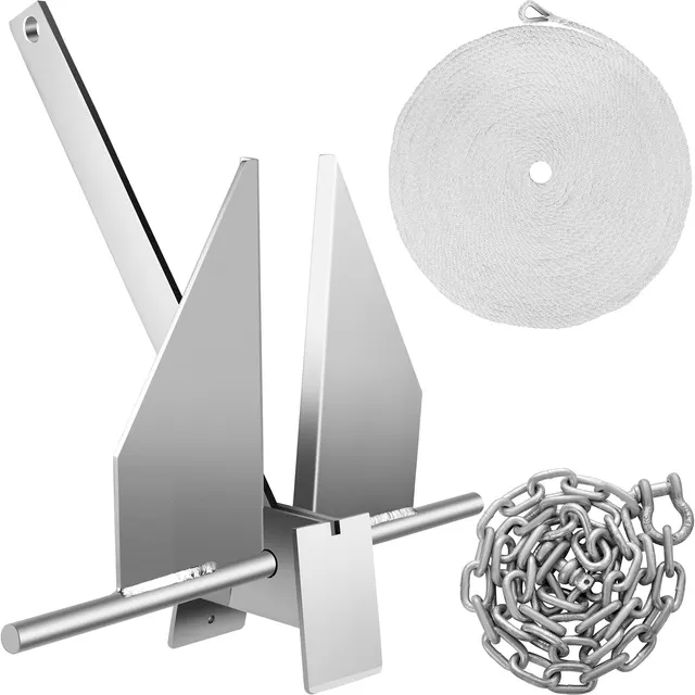 Boat Anchor Kit 13 Lb Fluke Style Anchor, Hot Dipped Galvanized Steel Fluke Anchor, Marine Anchor With Anchor, Shackles, Chain, Rope For Boat Moori... Bright Silver - Shop at LoveMi