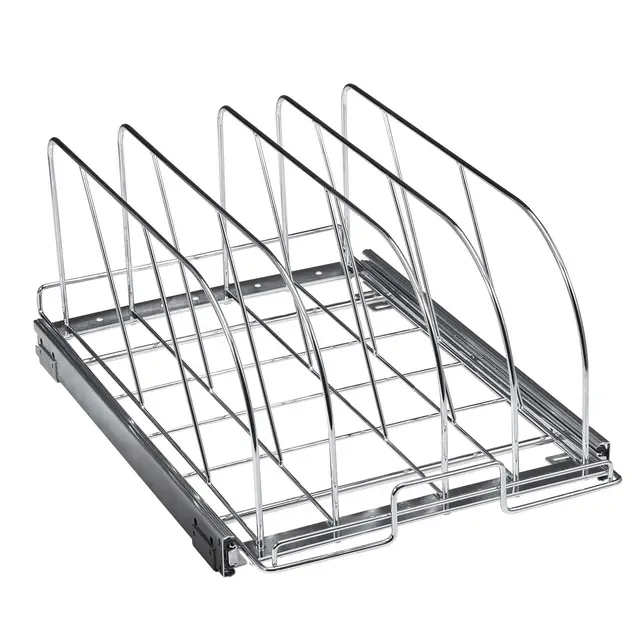 Pan And Pot Rack, Expandable Pull Out Under Cabinet Organizer, Cookie Sheet Baking Pans Tray Organization, Adjustable Wire Dividers, Steel Lid Hold... Silver - Shop at LoveMi