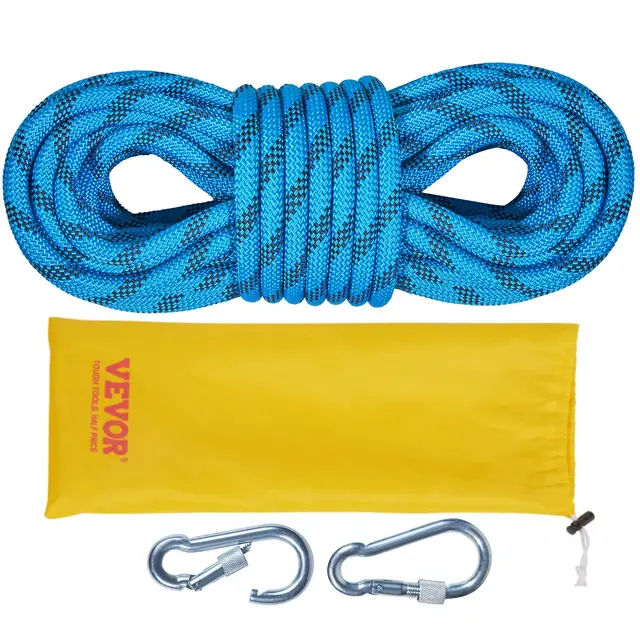 10.5 Mm Static Climbing Rope, 9.7M(32ft) Outdoor Rock Climbing Rope 25KN Breaking Tension, Fiber Rope With Steel Snap Hooks For Escape, Rappelling,... Blue - Shop at LoveMi