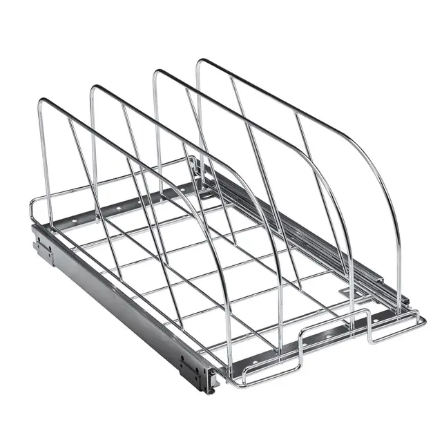 Pan And Pot Rack, Expandable Pull Out Under Cabinet Organizer, Cookie Sheet Baking Pans Tray Organization, Adjustable Wire Dividers, Steel Lid Hold... Silver - Shop at LoveMi