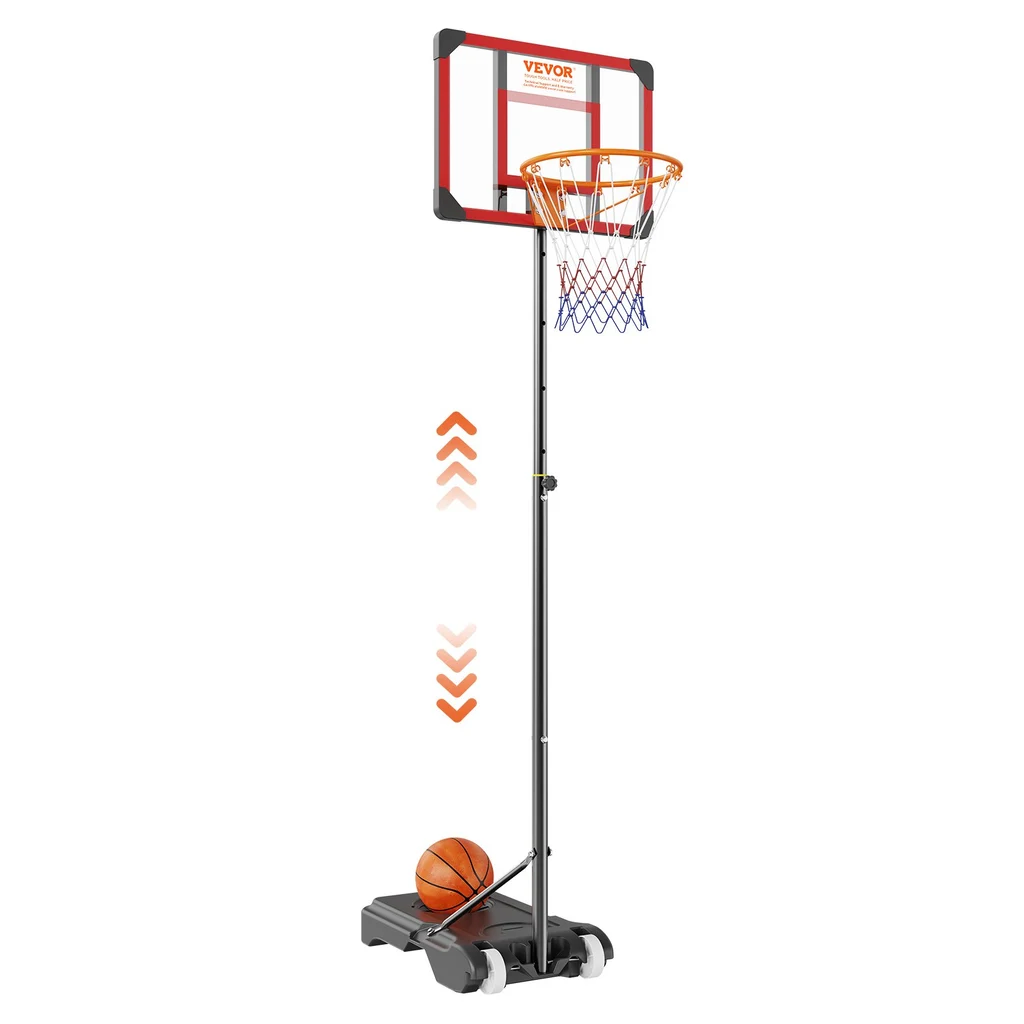 Basketball Hoop, 5-7 Ft Adjustable Height Portable Backboard System, 28 Inch Basketball Hoop & Goal, Kids & Adults Basketball Set With Wheels, Stan...