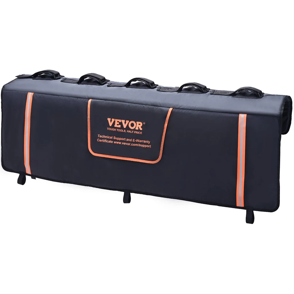 Tailgate Bike Pad, 53" Truck Tailgate Pad Carry 5 Mountain Bikes, Upgraded Grooves Tailgate Protection Pad With Reflective Strips And Tool Pockets,...