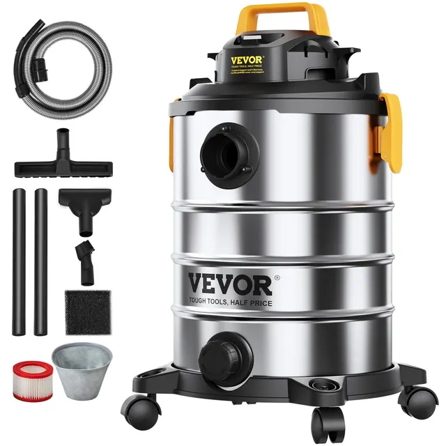 Stainless Steel Wet Dry Shop Vacuum, 8 Gallon 6 Peak HP Wet/Dry Vac, Powerful Suction With Blower Function W/ Attachment 2 in 1 Crevice Nozzle, Sma... Black - Shop at LoveMi