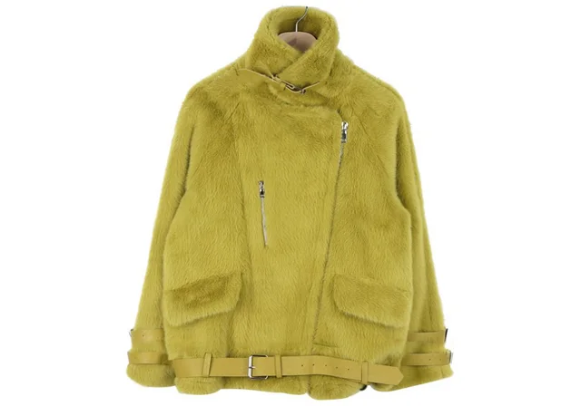 Women's coat leather buckle fur coat women Green - Shop at LoveMi