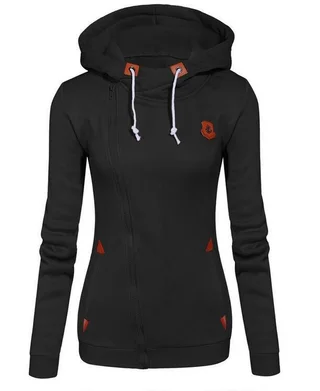 Solid Color Fleece Irregular Diagonal Zipper Sweater - Black