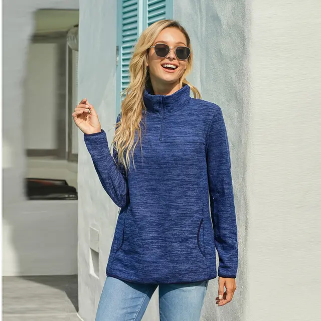Zip Lapel Sweatshirt Dark Blue - Shop at LoveMi