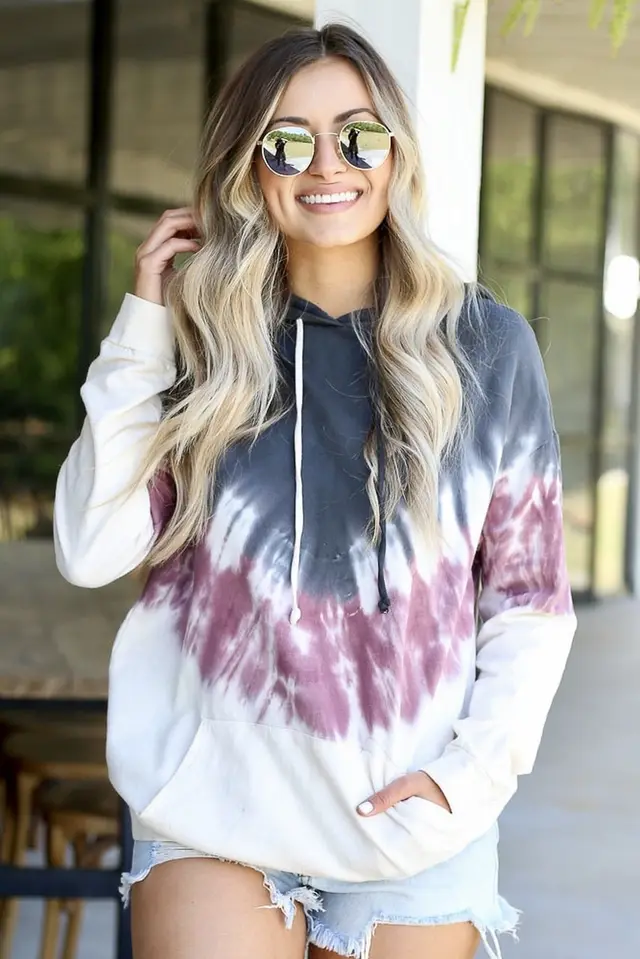 Spring and Summer Casual Sweater Long sleeved Printed Top White Purple - Shop at LoveMi