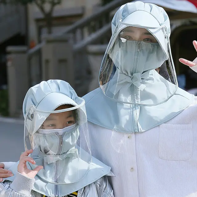 Anti droplet virus mask face mask anti sun visor Blue - Shop at LoveMi