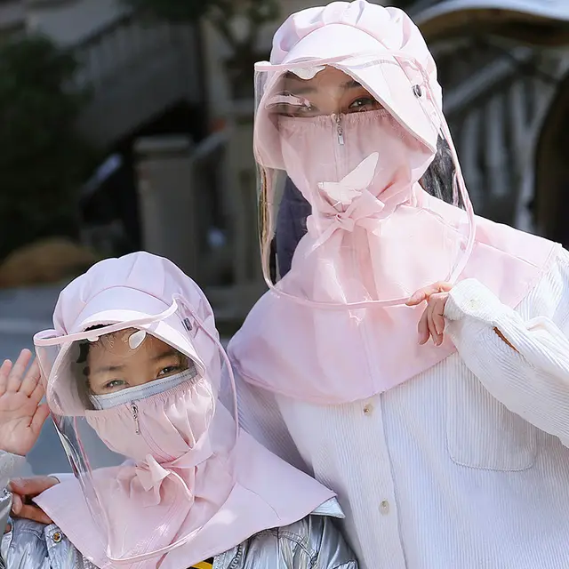 Anti droplet virus mask face mask anti sun visor Pink - Shop at LoveMi