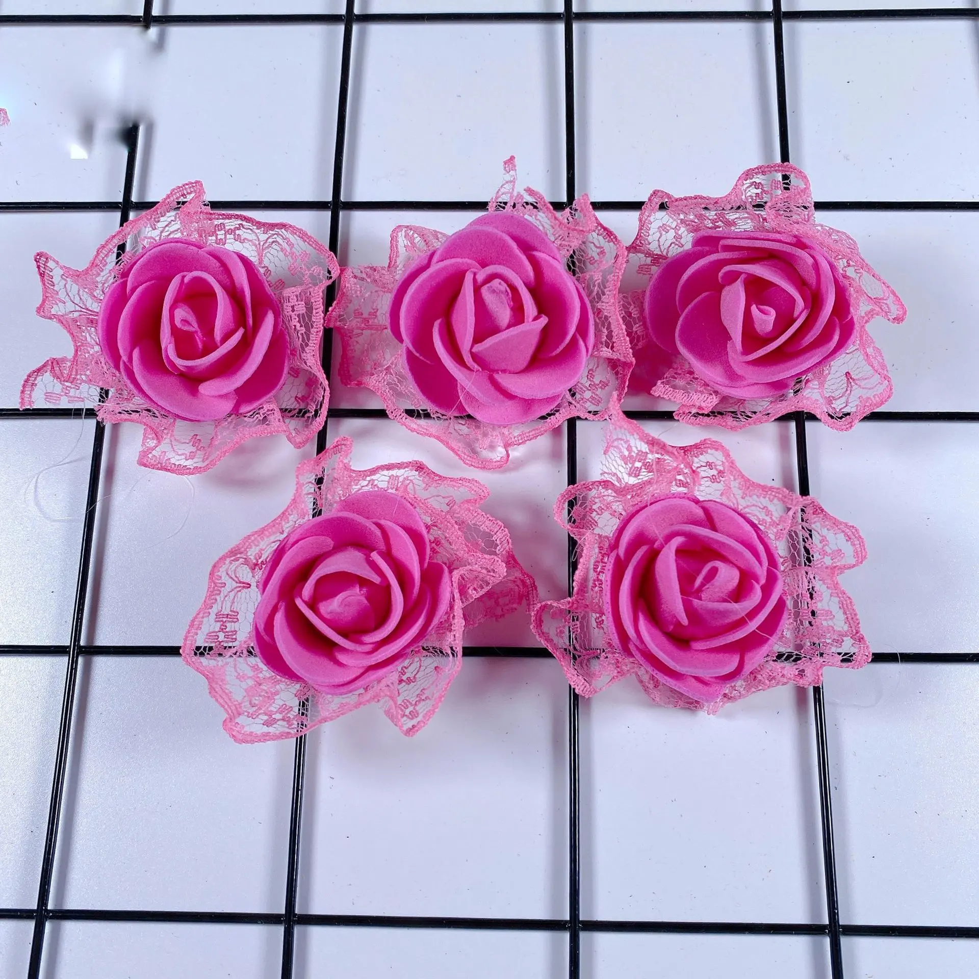 Lace rose head pe foam accessories - Rose Red