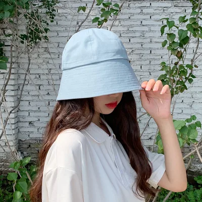 Trendy Japanese sunscreen bucket hat Korea ins basin hat Blue - Shop at LoveMi