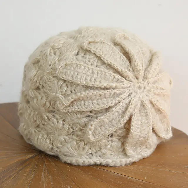 Hand knitted woolen hat women Beige - Shop at LoveMi