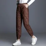 Down cotton trousers for women - Coffee