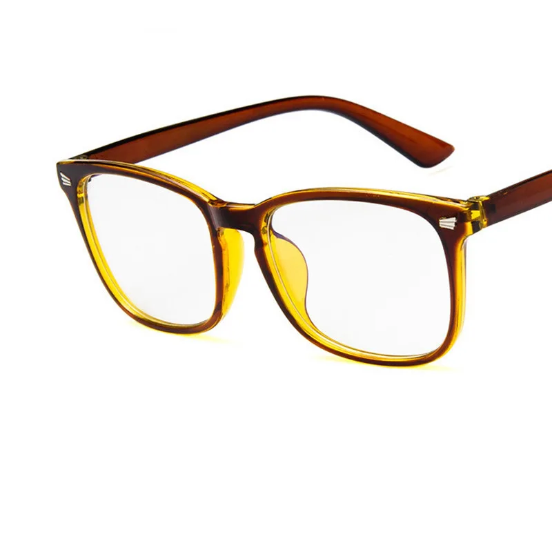Fashion retro adult full frame glasses rivet eyeglasses - Tea Colour