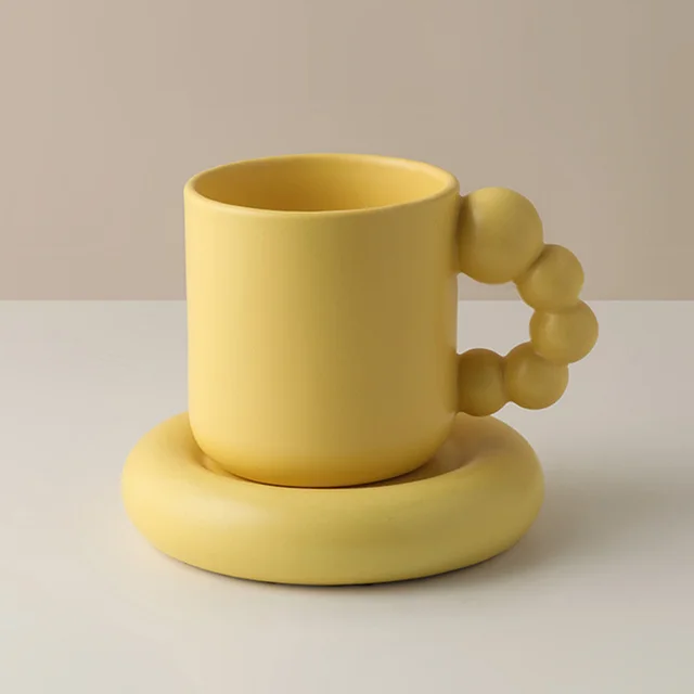Ceramic Mug Fat Cup Set Gift Home Office Leisure Coffee Cup Yellow - Shop at LoveMi