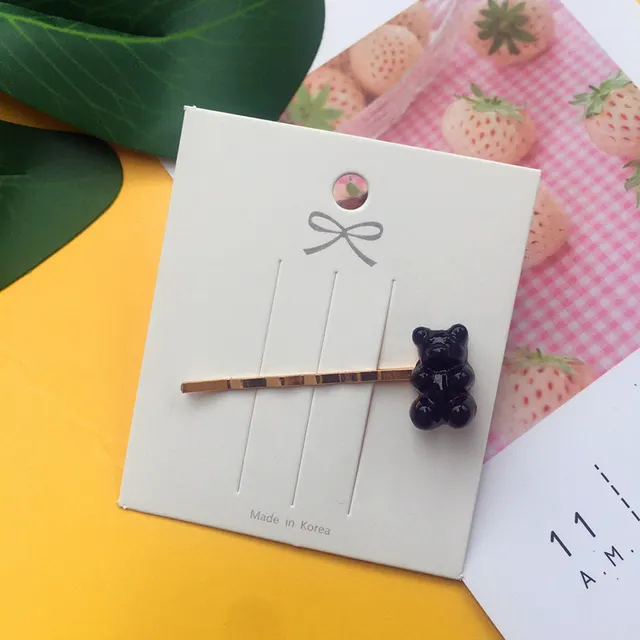 Acrylic Jelly Bear Candy Color Hair Clip Black - Shop at LoveMi