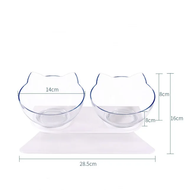 Cat bowl oblique mouth protects cervical vertebra Double Bowl - Shop at LoveMi