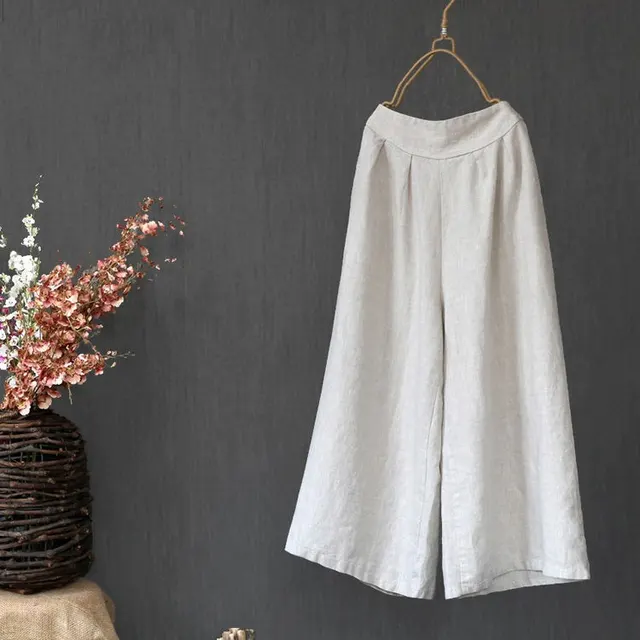 Cotton linen wide leg pants White - Shop at LoveMi