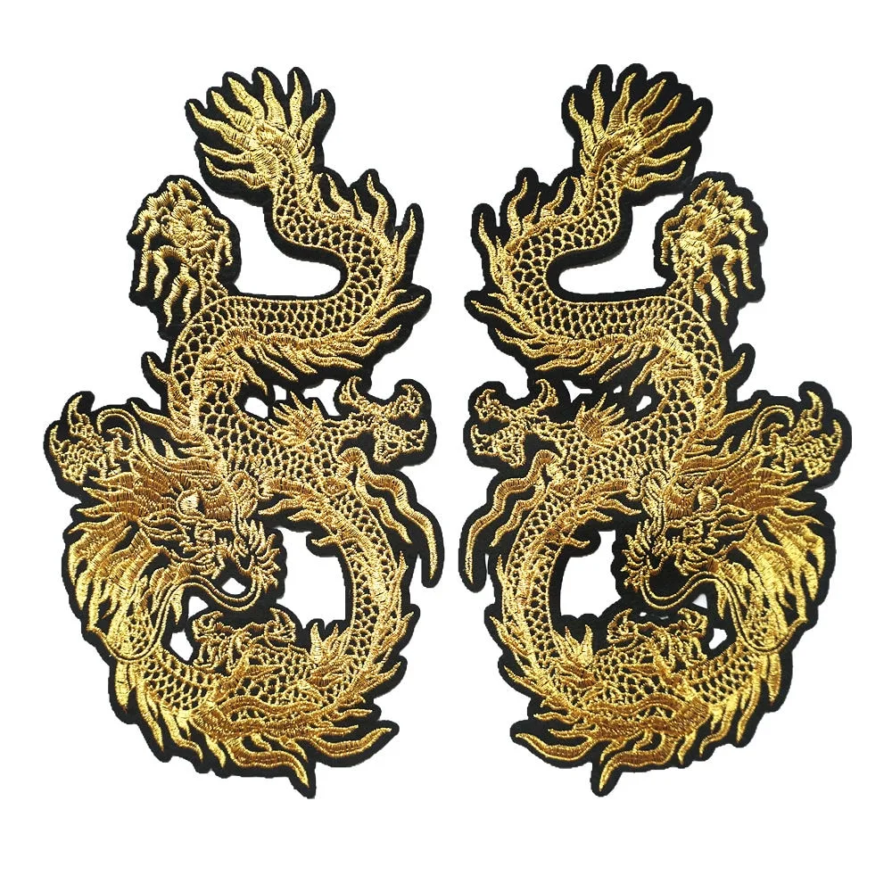 Golden auspicious dragon embroidery accessories - Gold - View 1