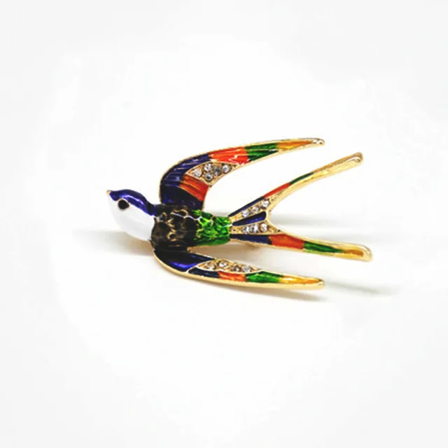 Small swallow alloy drop oil brooch 2Color - Shop at LoveMi