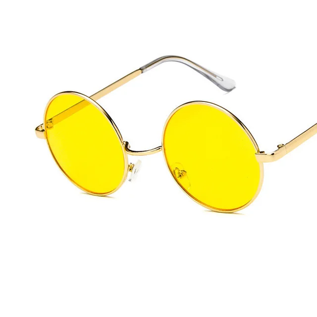 Round frame retro sunglasses Yellow - Shop at LoveMi