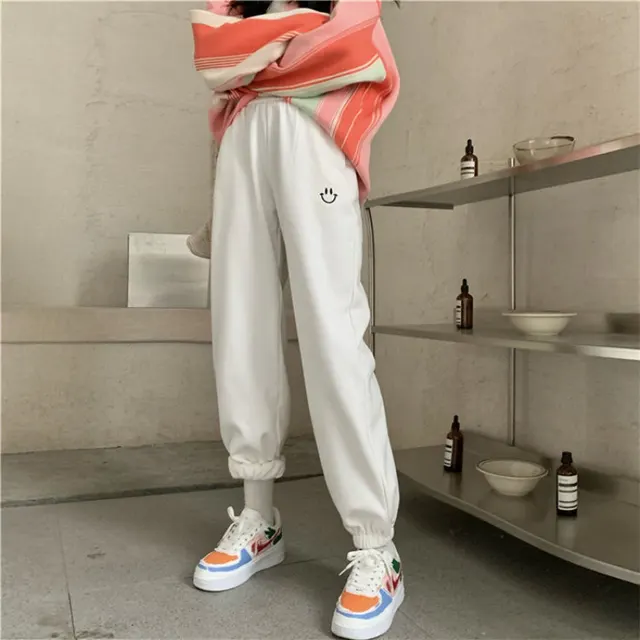 High waist slimming embroidered feet all match pant sports White Velvet - Shop at LoveMi