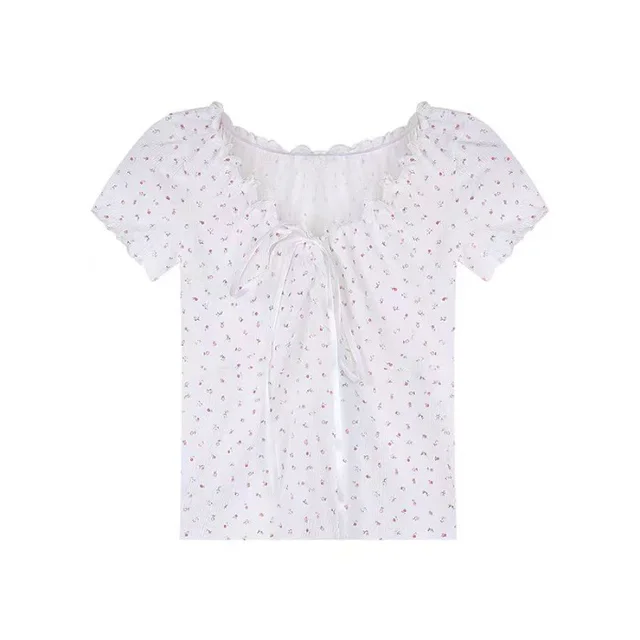 Chic Design Tie shoulder Floral Top White - Shop at LoveMi