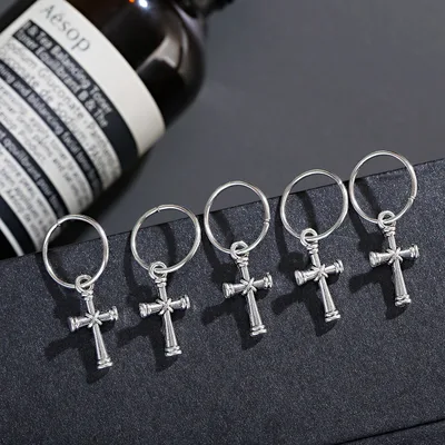 Dreadlocks Buckle Metal Loop Braided Hair Ring Hip Hop Disco Braid 5 Crosses - Shop at LoveMi
