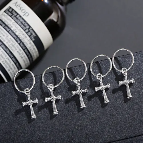 Dreadlocks Buckle Metal Loop Braided Hair Ring Hip Hop Disco Braid 5 Crosses - Shop at LoveMi