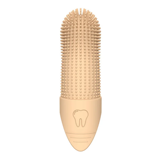 Pet Silicone Finger Toothbrush Oral Cleaning Pet Toothbrush Finger Toothbrush Beige - Shop at LoveMi