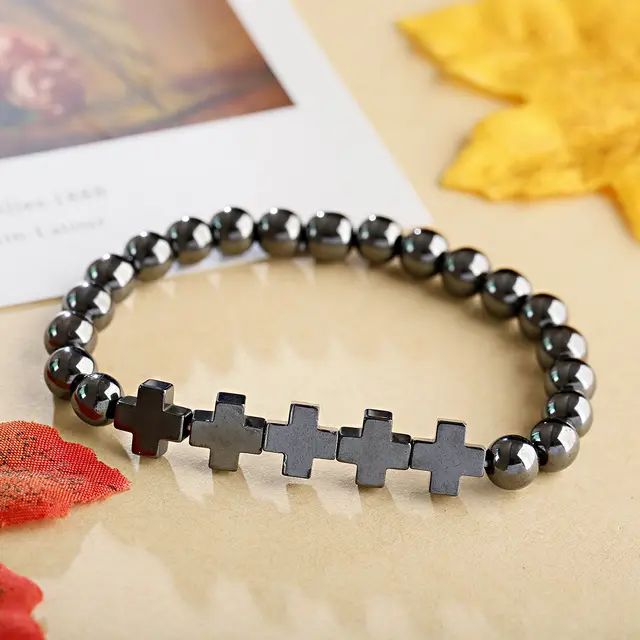 European And American Colored Cross Frosted Stone Bracelet Cross - Shop at LoveMi