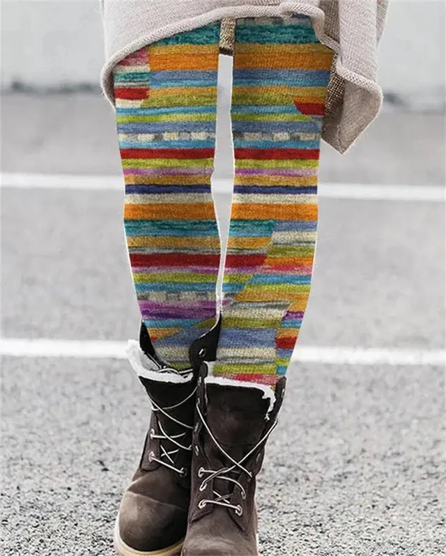 European And American National Style Printed Slim Fit Stretch All matching Bottoming Trousers Color As In Picture 3 - Shop at LoveMi