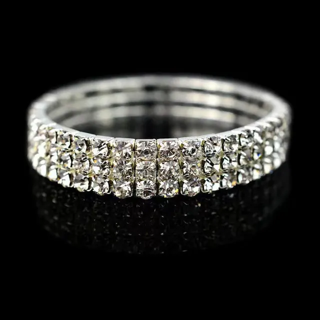 Versatile Diamond Full Diamond Elastic Bracelet Three Rows - Shop at LoveMi
