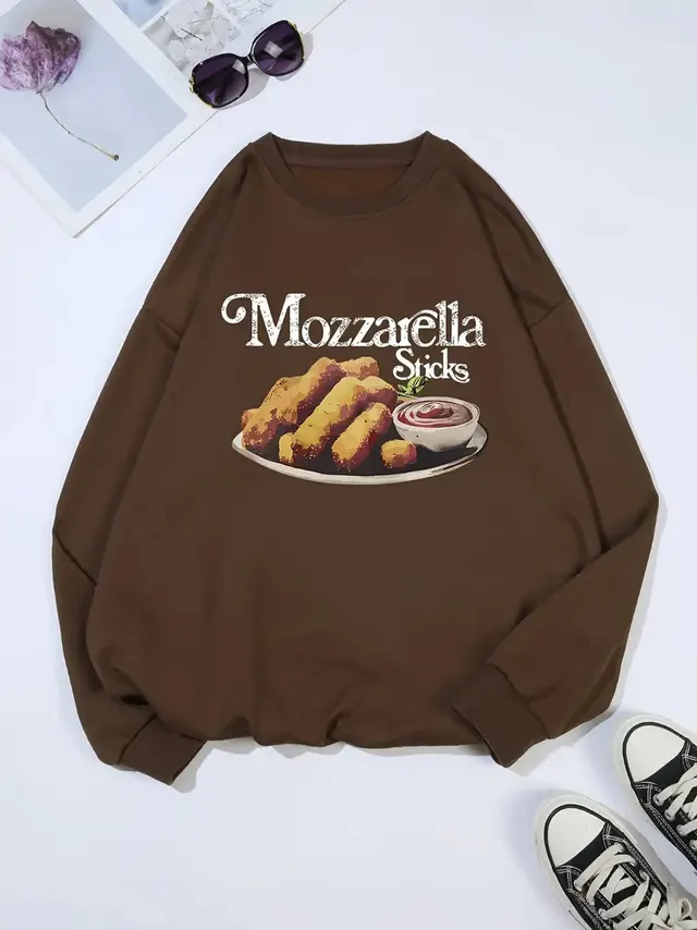 Women's Printed Casual All match Round Neck Sweater Brown - Shop at LoveMi