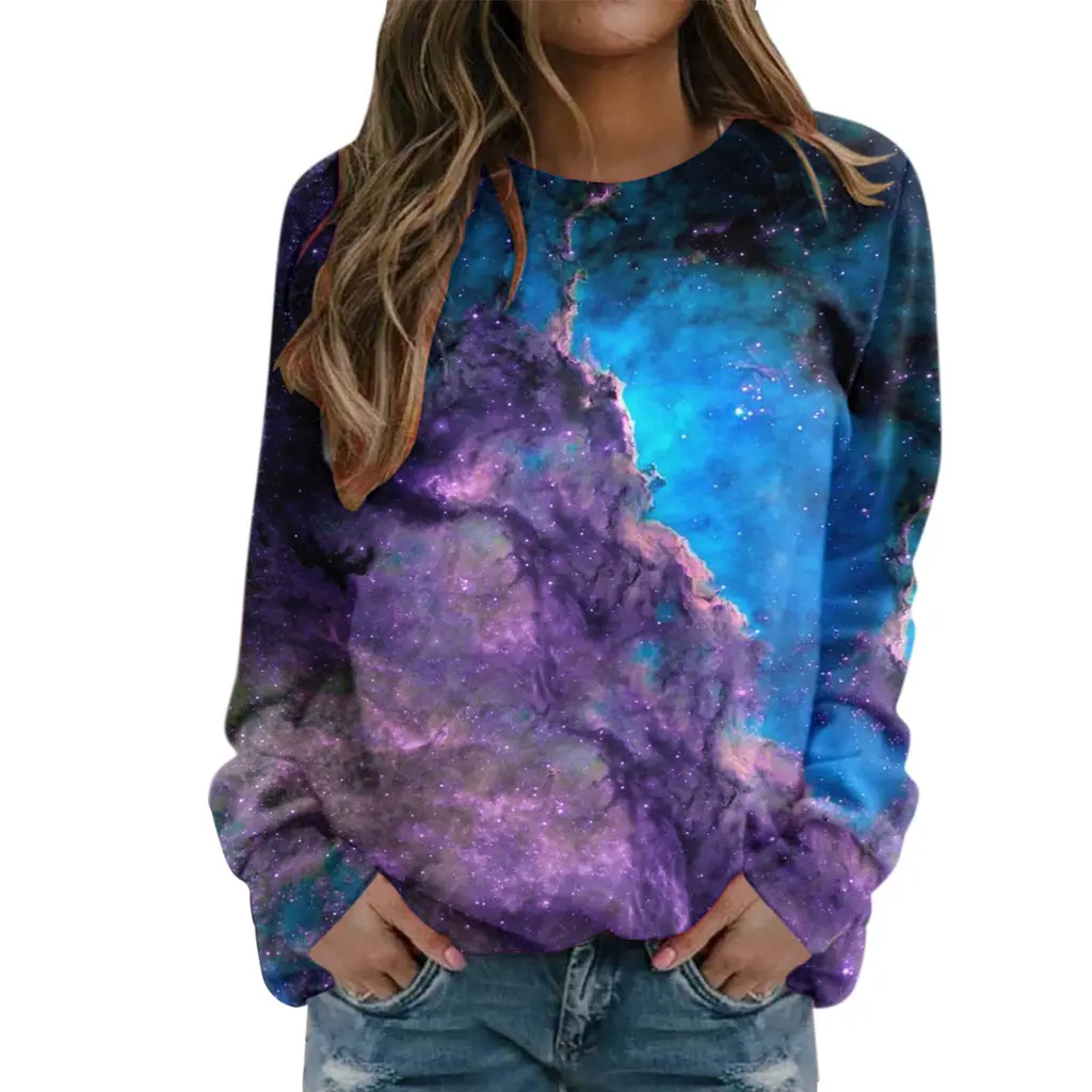 Starry Sky 3D Digital Printing Women's Round Neck Sweater - Myl2715