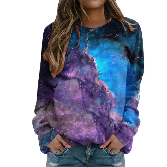 Starry Sky 3D Digital Printing Women's Round Neck Sweater Myl2715 - Shop at LoveMi