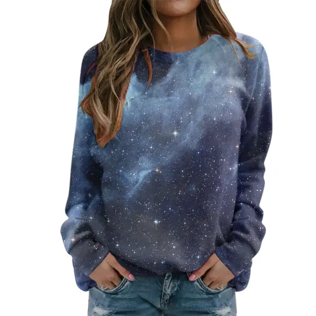Starry Sky 3D Digital Printing Women's Round Neck Sweater Myl2723 - Shop at LoveMi