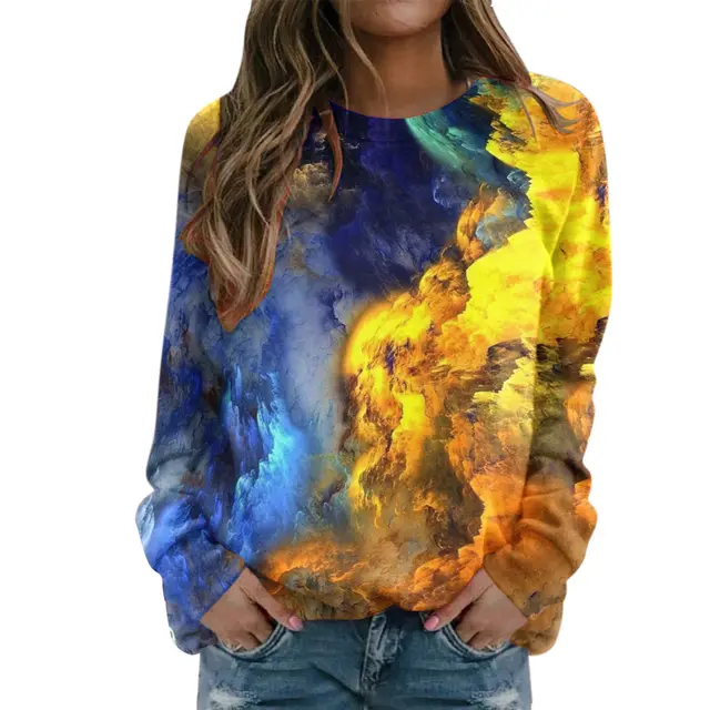 Starry Sky 3D Digital Printing Women's Round Neck Sweater Myl2724 - Shop at LoveMi