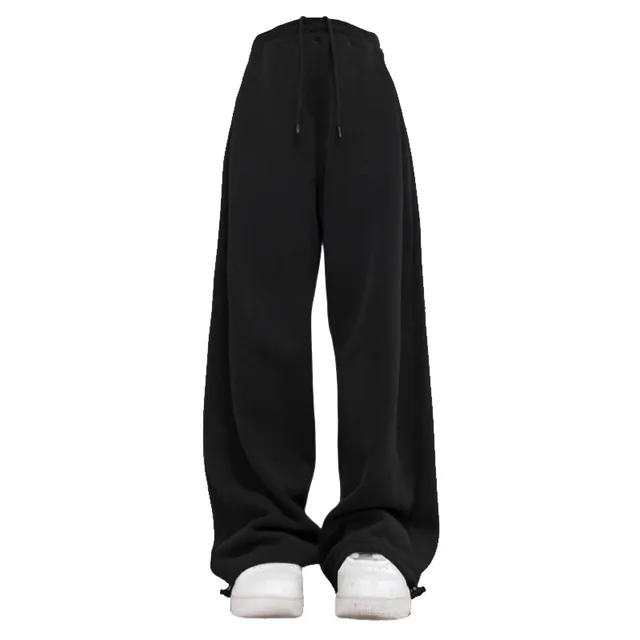 Female Ankle tied Loose Casual Sweatpants Black Thin - Shop at LoveMi
